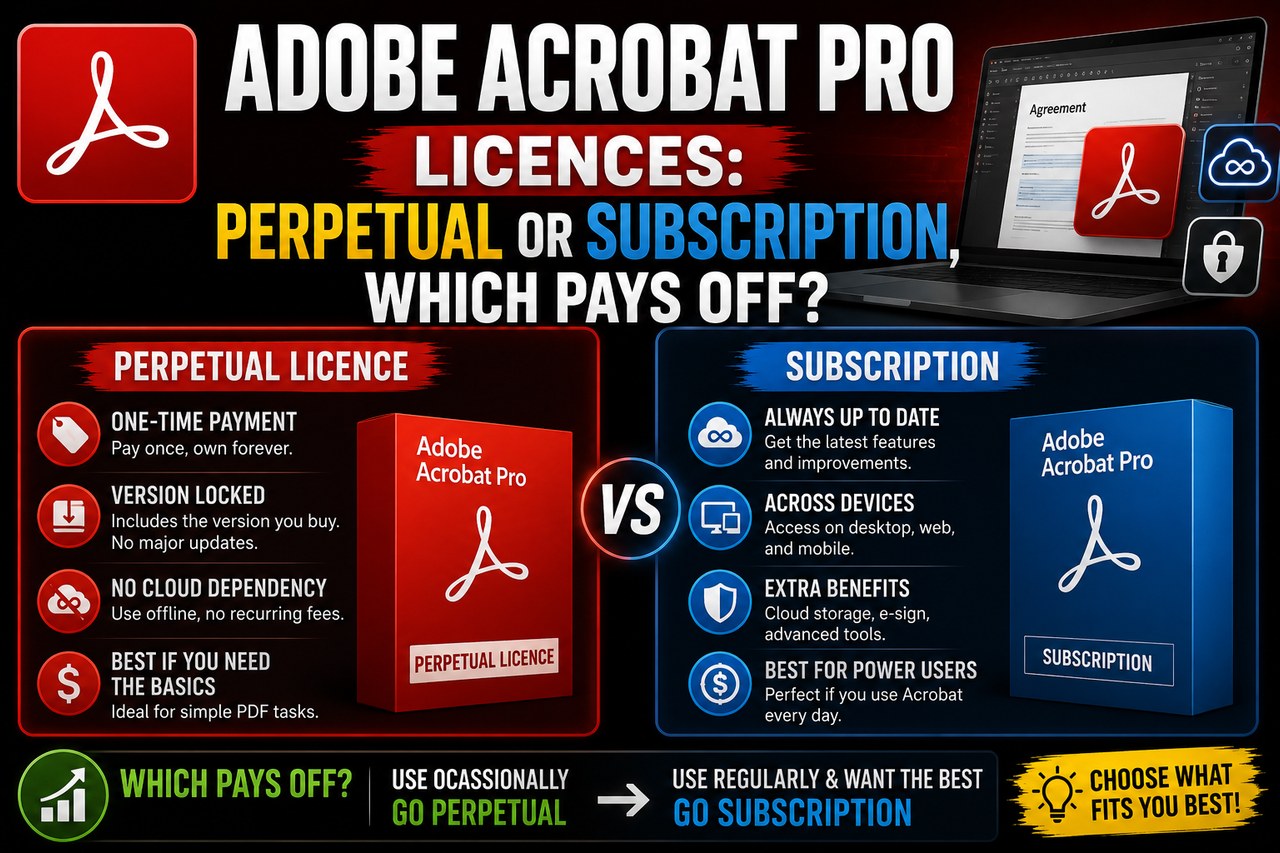 Licencia de Adobe Acrobat Pro: perpetua o suscripción, cuál compensa