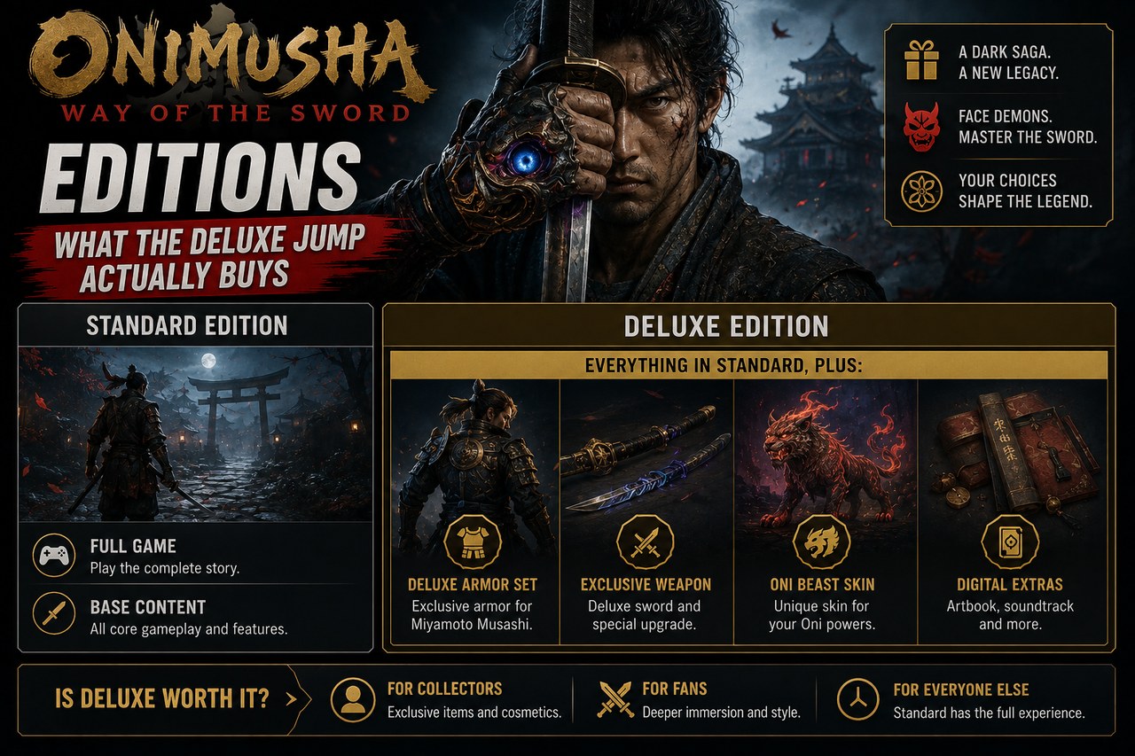 Ediciones de Onimusha Way of the Sword: qué se paga al subir a Deluxe