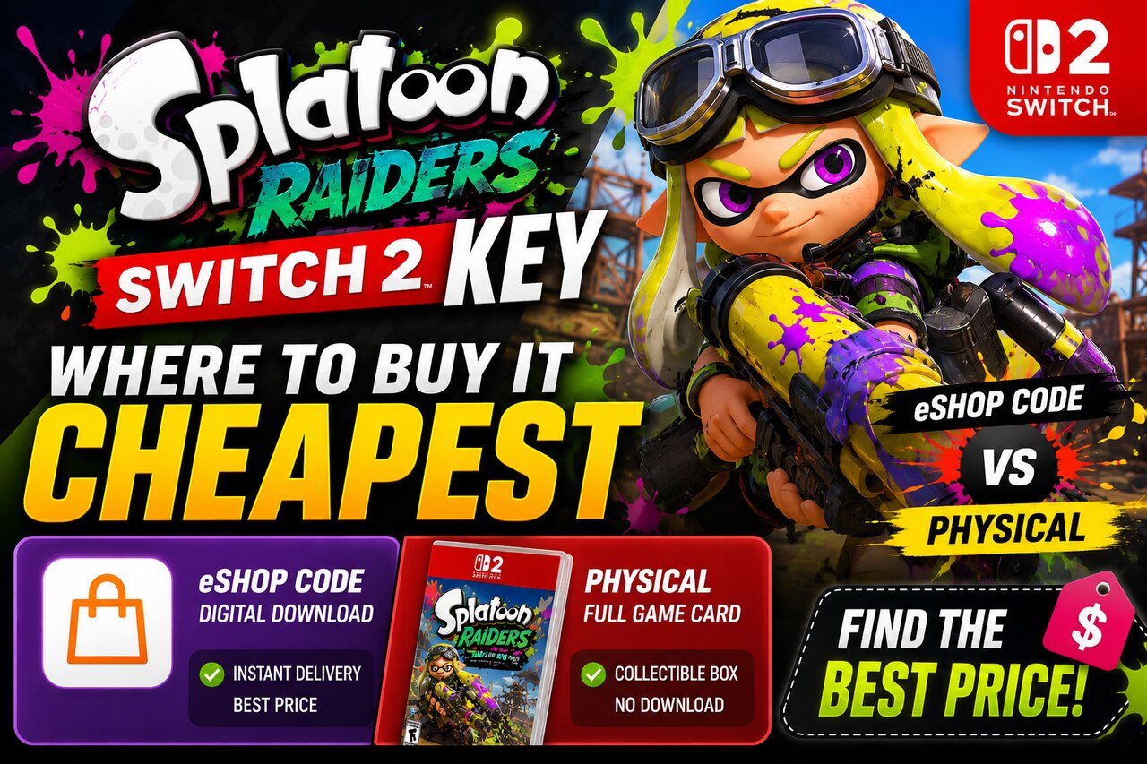 Splatoon Raiders en Switch 2: ¿código eShop, físico o cuenta?